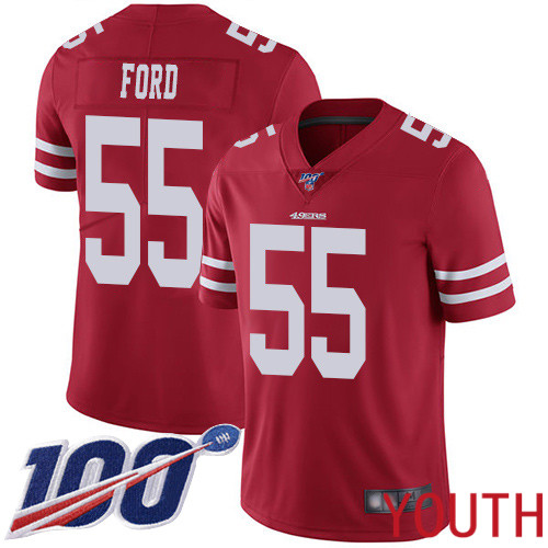 San Francisco 49ers Limited Red Youth Dee Ford Home NFL Jersey #55 100th Season Vapor Untouchable->youth nfl jersey->Youth Jersey
